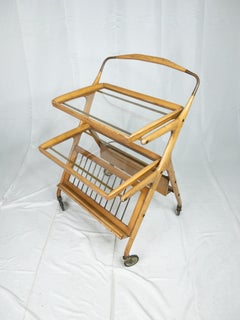 1960’s French Collapsible Wooden Bar Cart