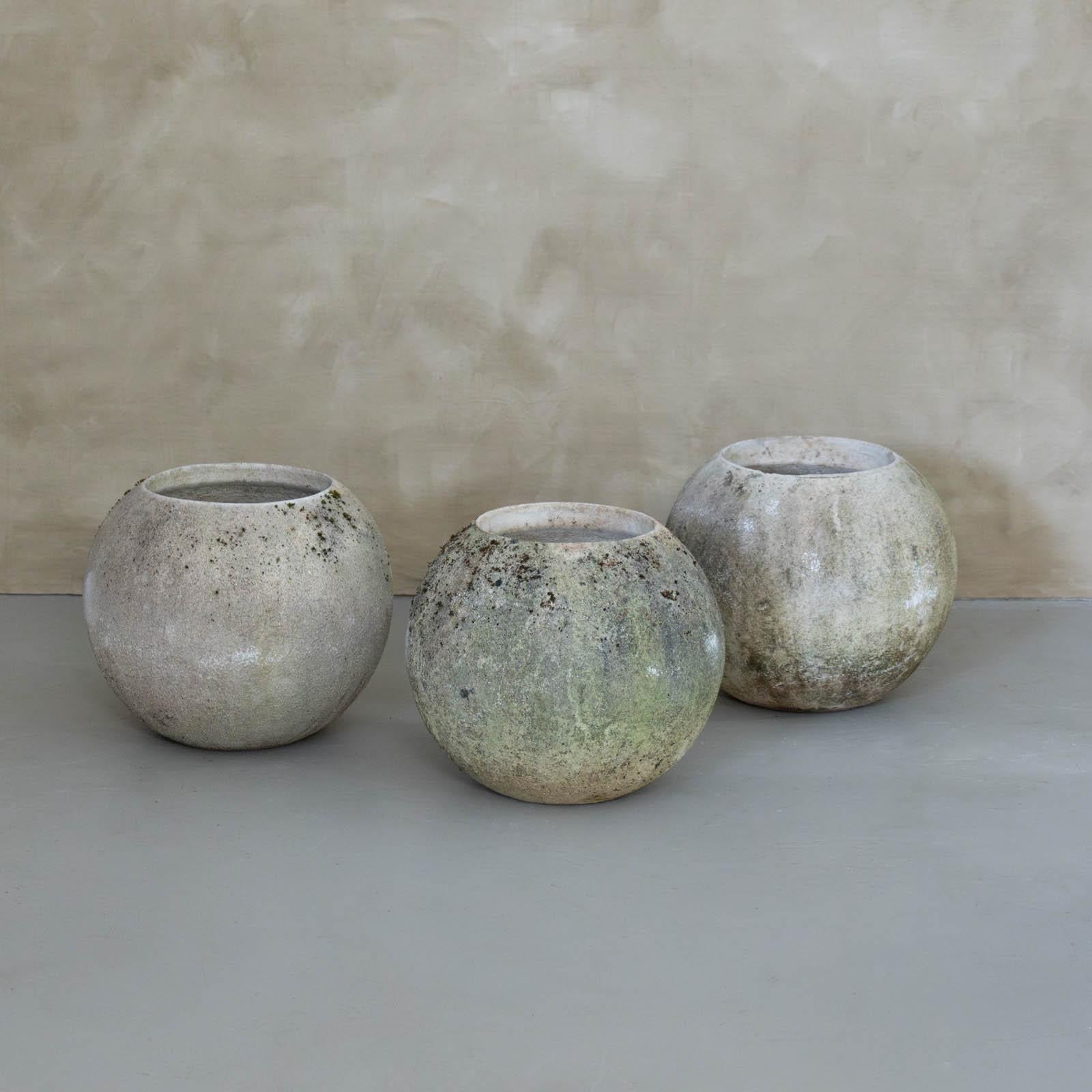 Mid-20th Century 1960's French Concrete Ball Planter, Medium