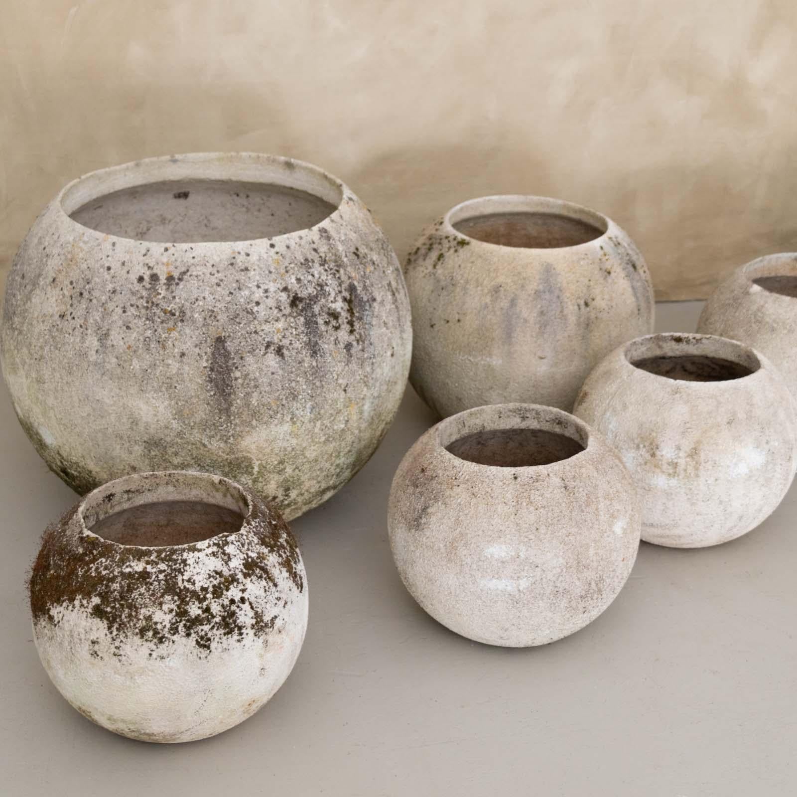 1960's French Concrete Ball Planter, Small In Good Condition In Los Angeles, CA