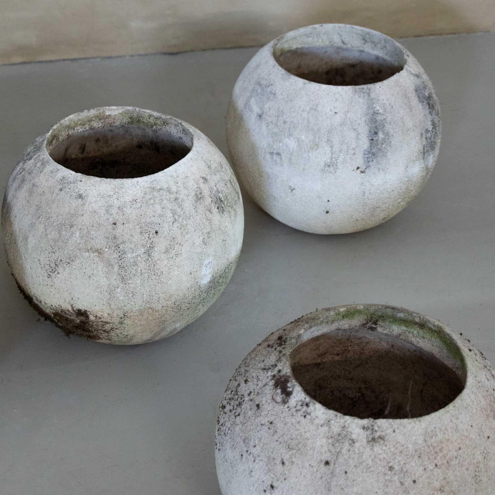 Mid-20th Century 1960's French Concrete Ball Planter, Small