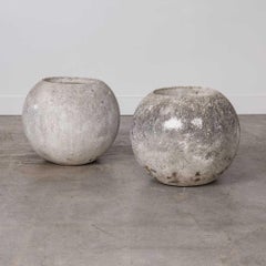 1960s French Concrete Ball Planter, X-Large