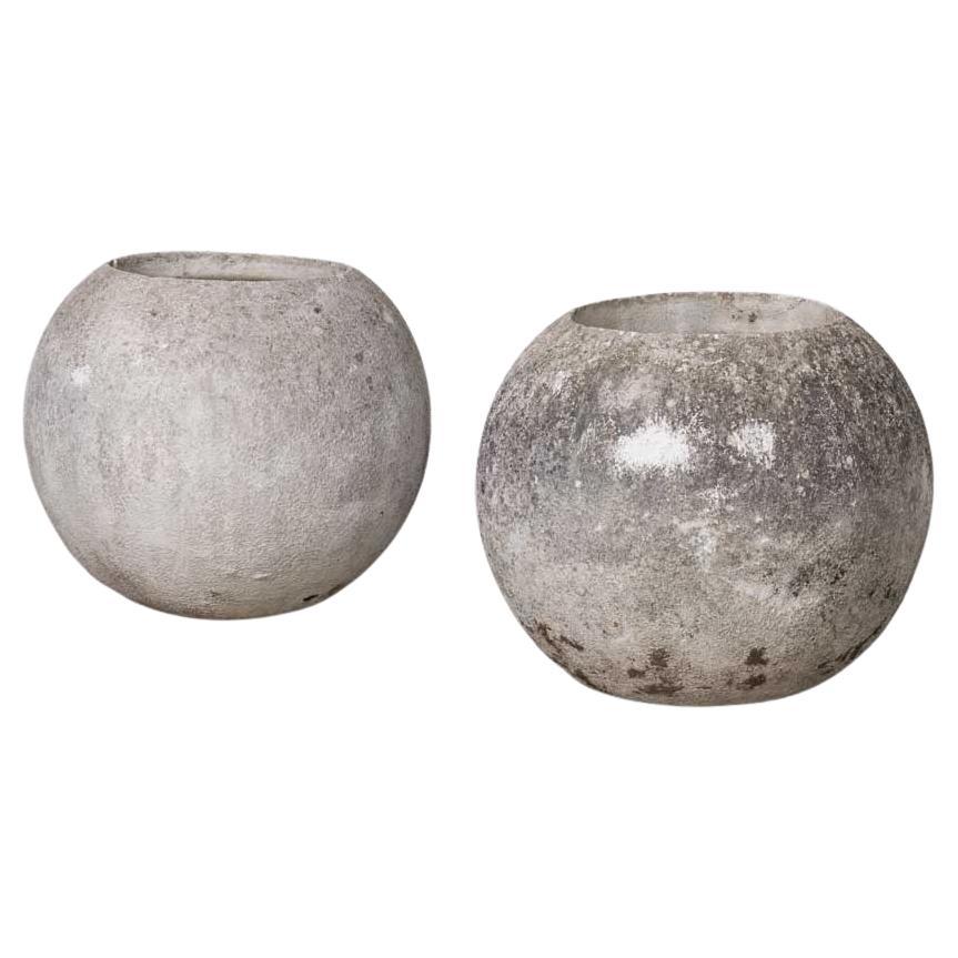 1960s French Concrete Ball Planter, X-Large