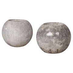 1960s French Concrete Ball Planter, X-Large