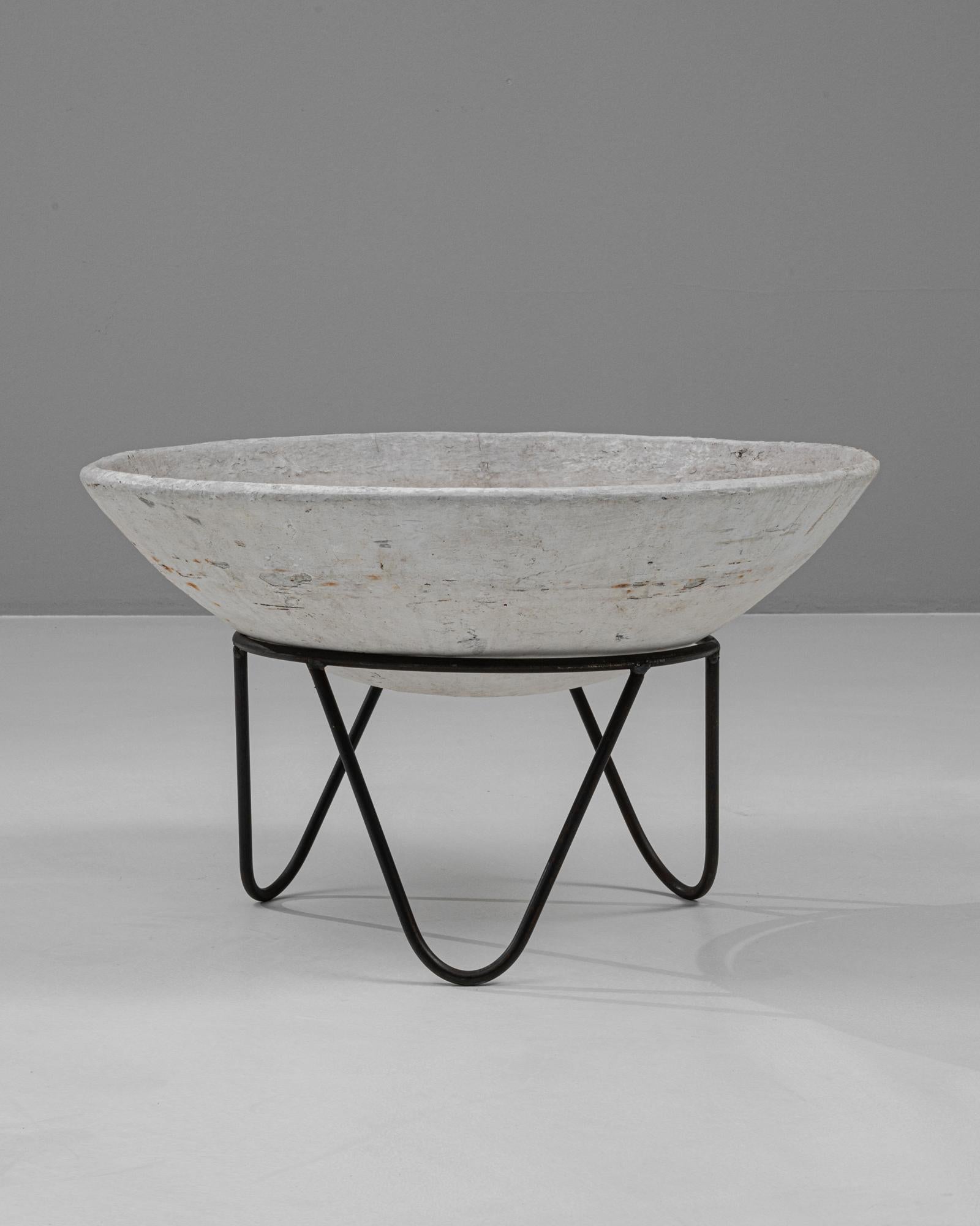 1960s French Concrete Planter On Metal Stand For Sale 1