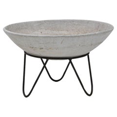 Used 1960s French Concrete Planter On Metal Stand