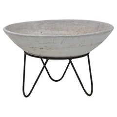 Retro 1960s French Concrete Planter On Metal Stand