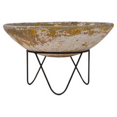 Used 1960s French Concrete Planter On Metal Stand