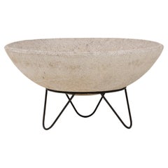 1960s French Concrete Planter On Metal Stand