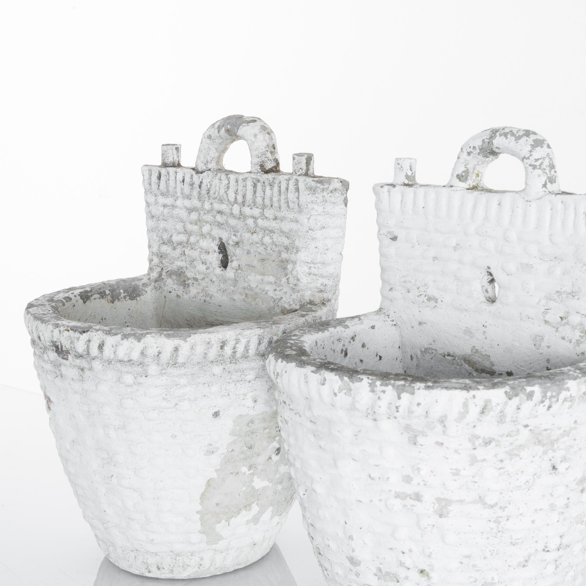 Mid-20th Century 1960s French Concrete Planters, a Pair