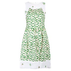 Französisches Couture-Kleid mit Blumenstickerei in Grün und Rosa, 1960er Jahre