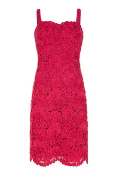 1960s French Couture Red Wool Applique Dress Suit