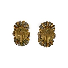 1960s French Couture Silver and Gold Figure of 8 Clip On Earrings