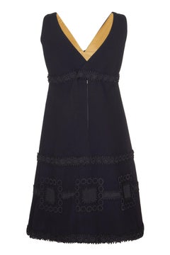 1960s French Couture Simone Mirman Black Dress