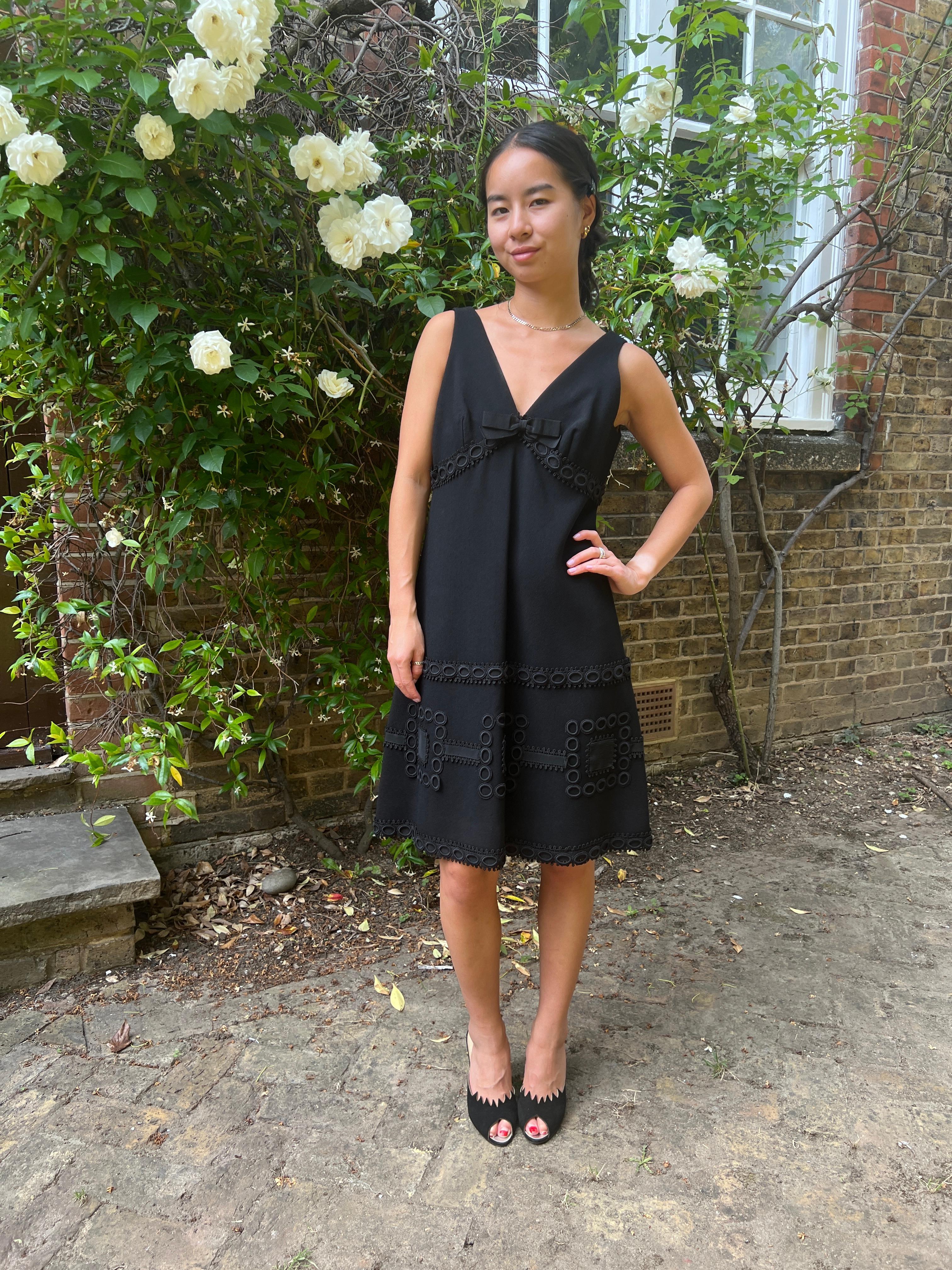 1960s French Couture Simone Mirman Black Dress For Sale 1