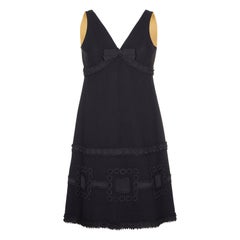 1960s French Couture Simone Mirman Black Dress