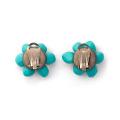 1960s French Couture Turquoise Clip On Earrings