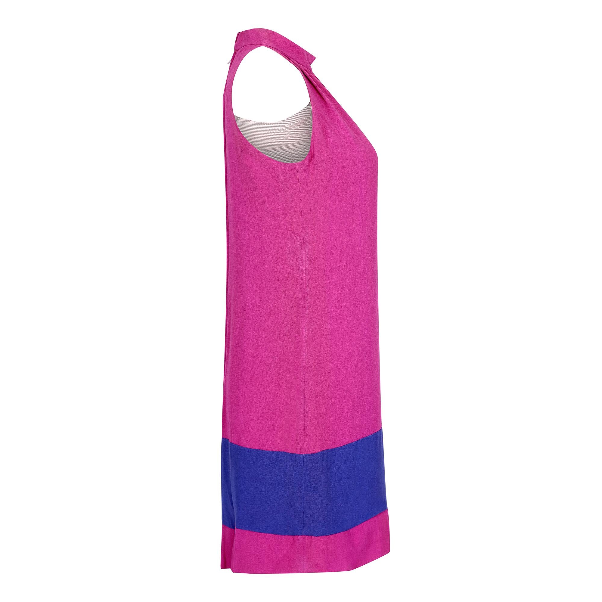 Original vintage 1960s trapeze style mod dress with applique by French boutique label Anik Robelin.  This piece showcases superb workmanship in a simple but beautifully cut dress design, combining couture finishes and high machine finishes as well