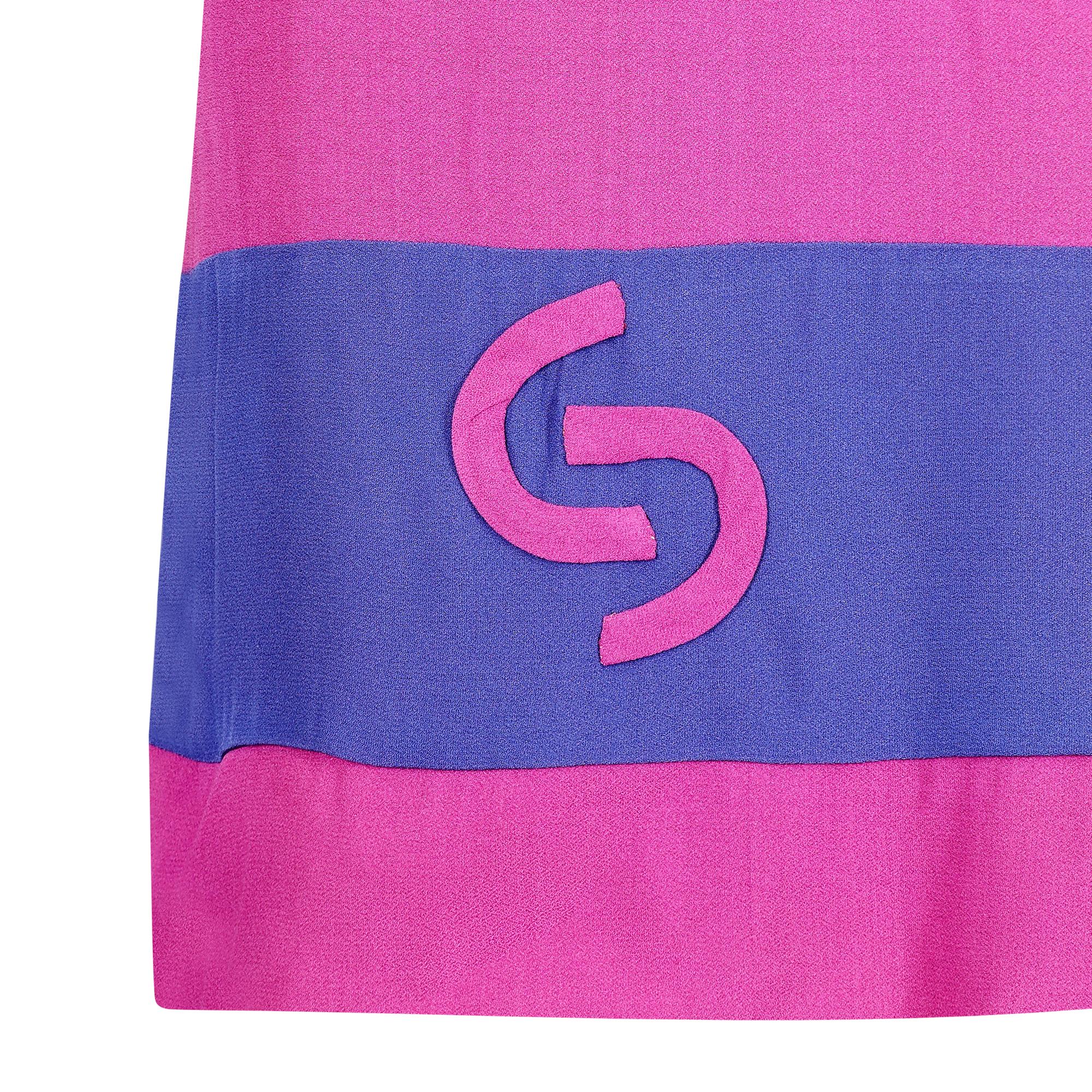 Women's 1960s French Crepe Pink & Purple Trapeze Dress For Sale