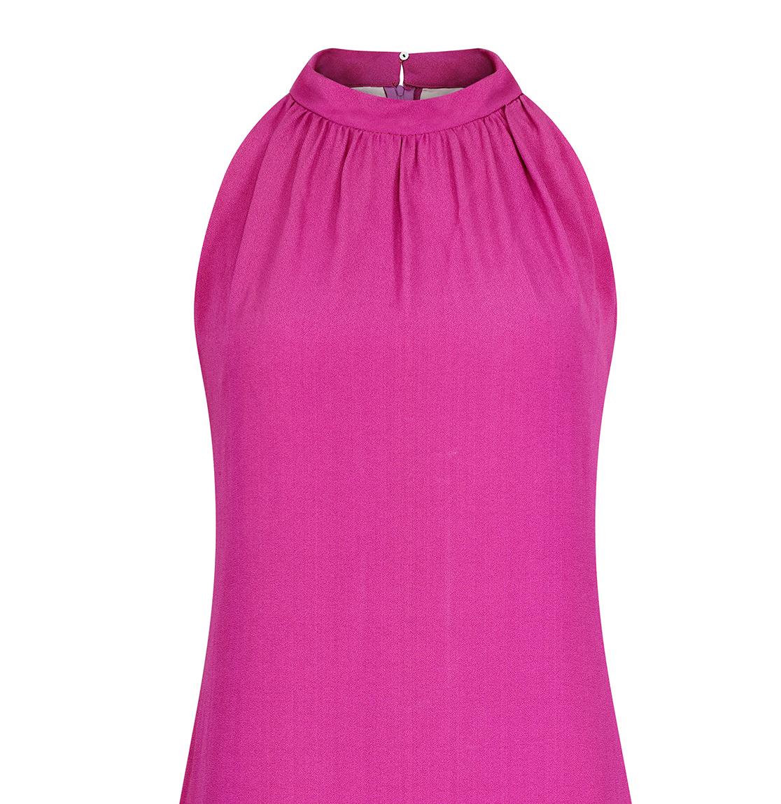 1960s French Crepe Pink & Purple Trapeze Dress For Sale 1
