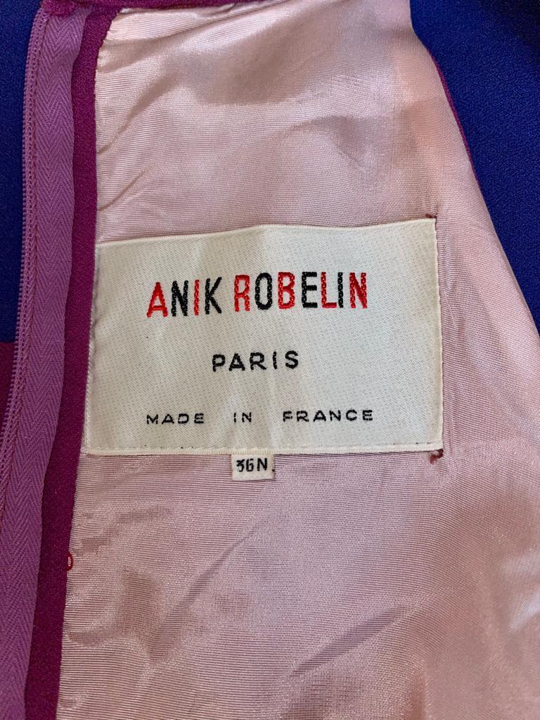 1960s French Crepe Pink and Purple Trapeze Dress For Sale at 1stDibs