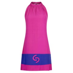 1960s French Crepe Pink & Purple Trapeze Dress