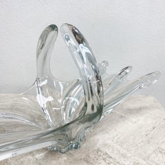 1960's French Crystal Glass Art Vannes Centerpiece Fruit Bowl Vase