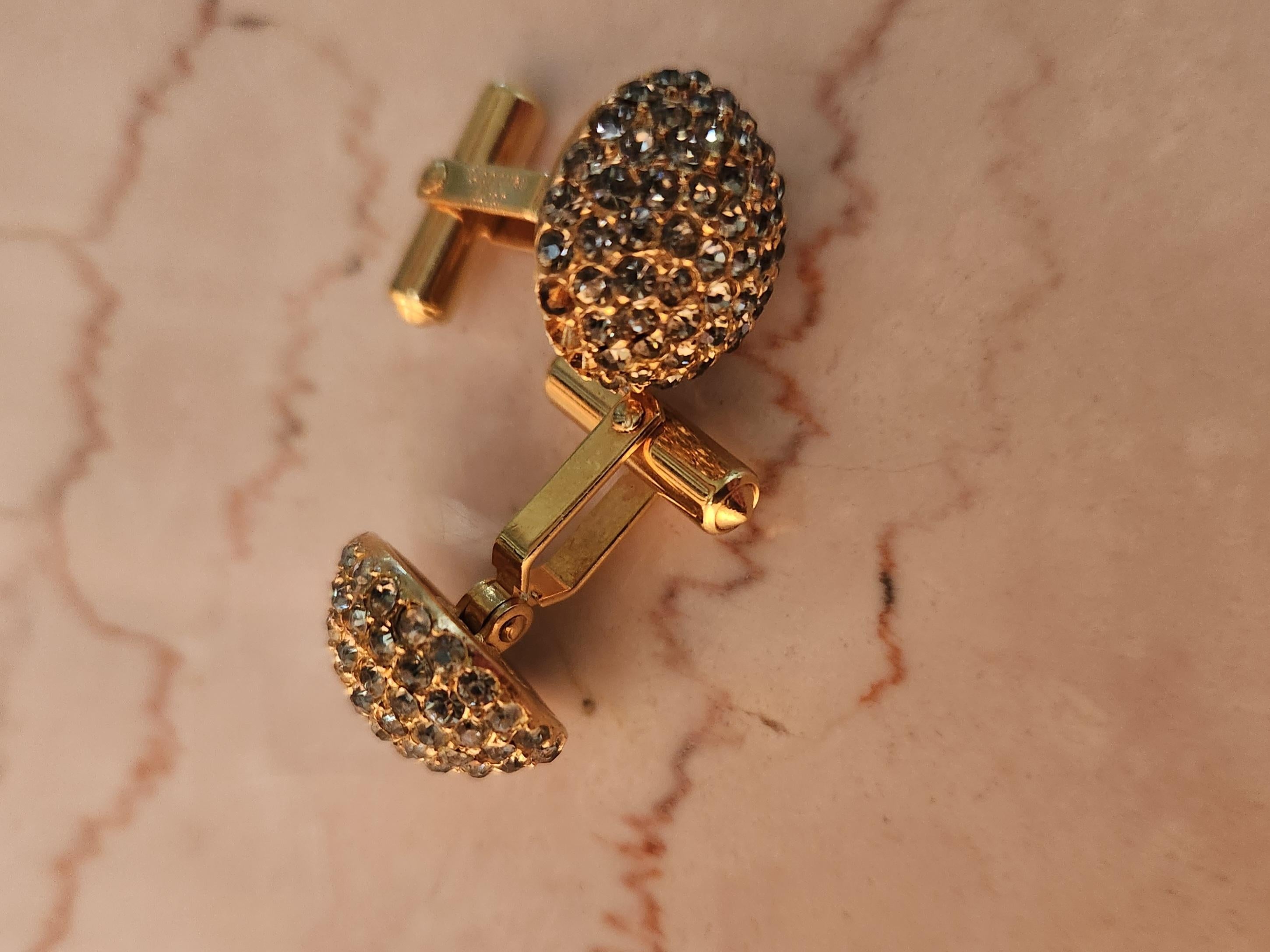 Gemelli da polso francesi anni '60 Vintage Christian Dior Gold Pavé In condizioni buone in vendita a Chula Vista, CA