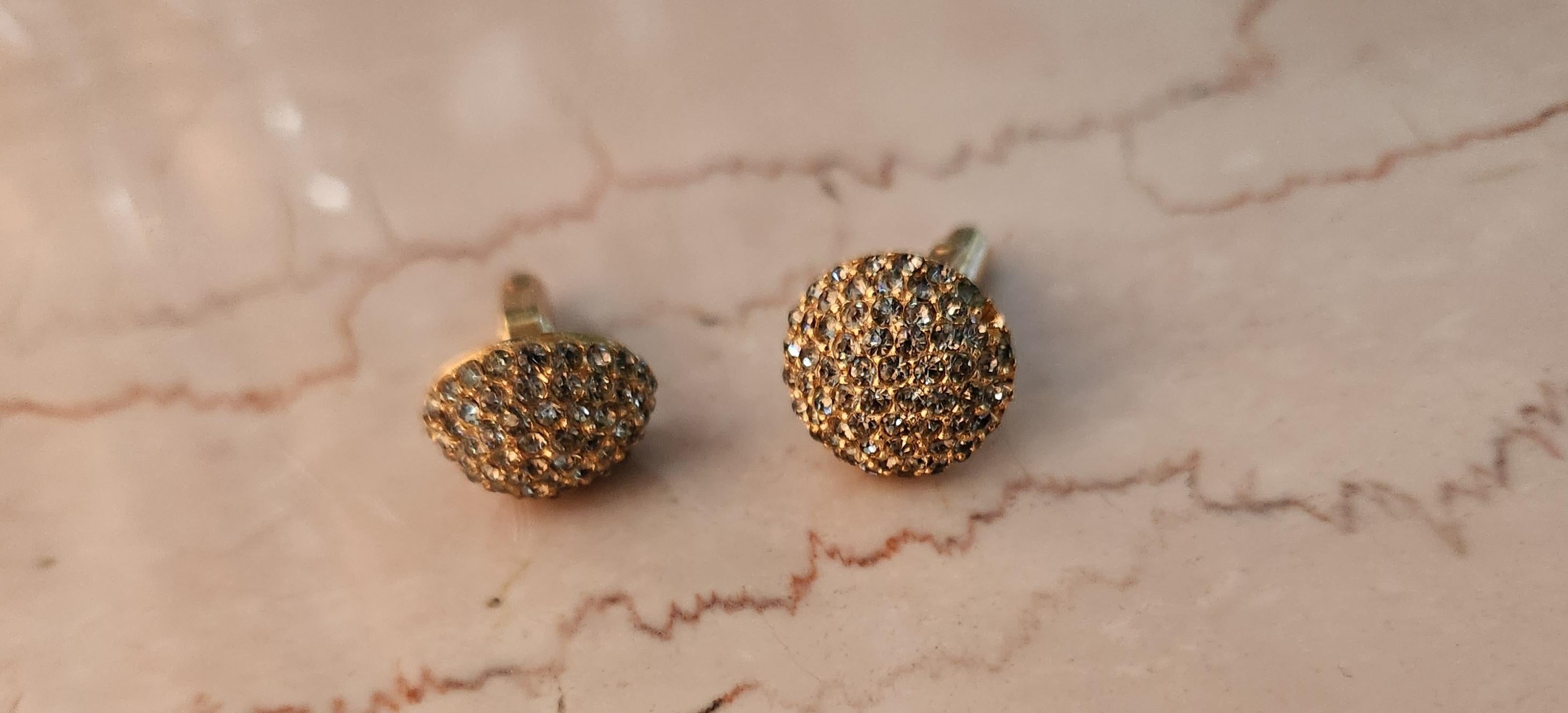 Francese Gemelli da polso francesi anni '60 Vintage Christian Dior Gold Pavé in vendita