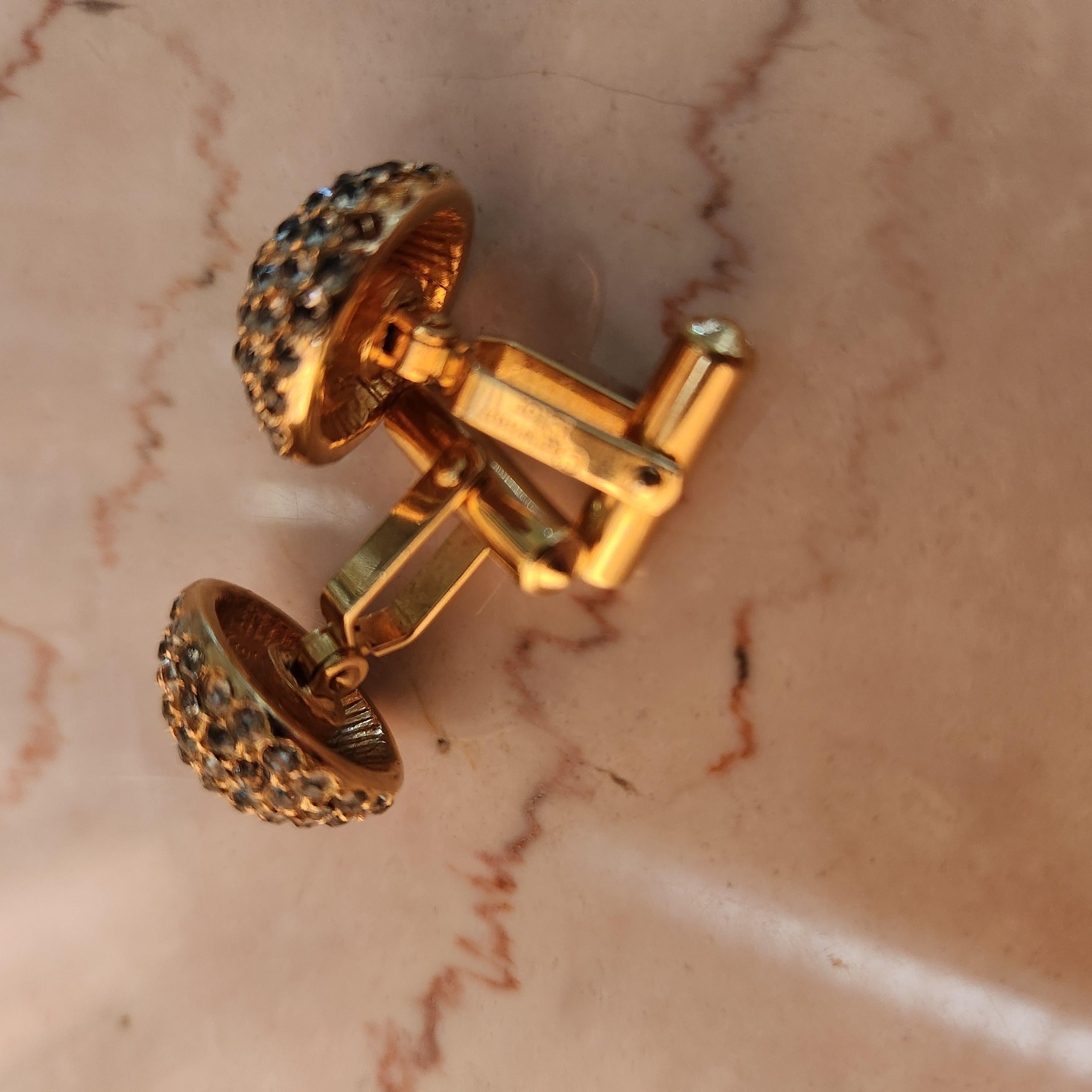 Gemelli da polso francesi anni '60 Vintage Christian Dior Gold Pavé in vendita 3