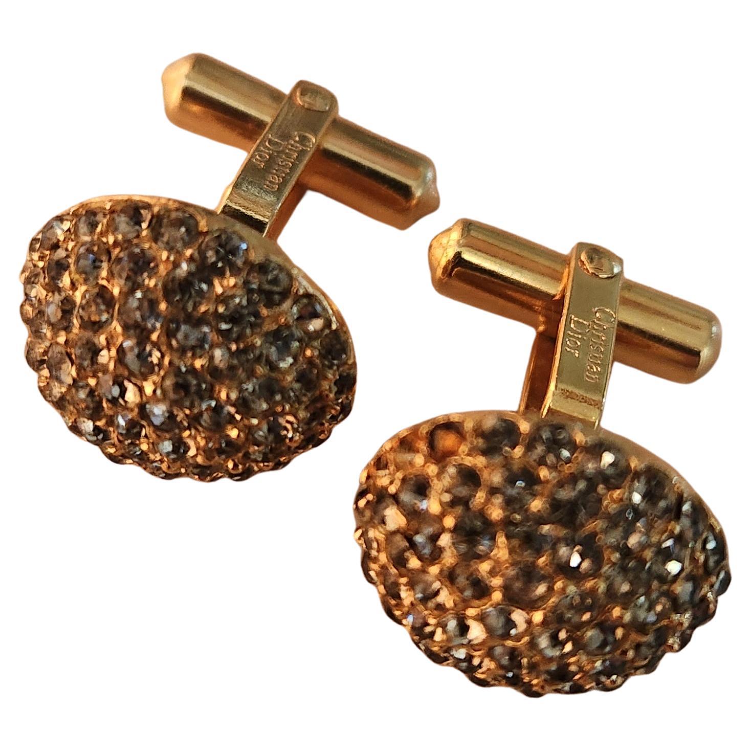 1960er Jahre Französisch Manschettenknöpfe Vintage Christian Dior Gold Pavé
