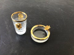 1960s French Cut Glass Personal Ashtray and Cigarette Holder .2 Sets Available