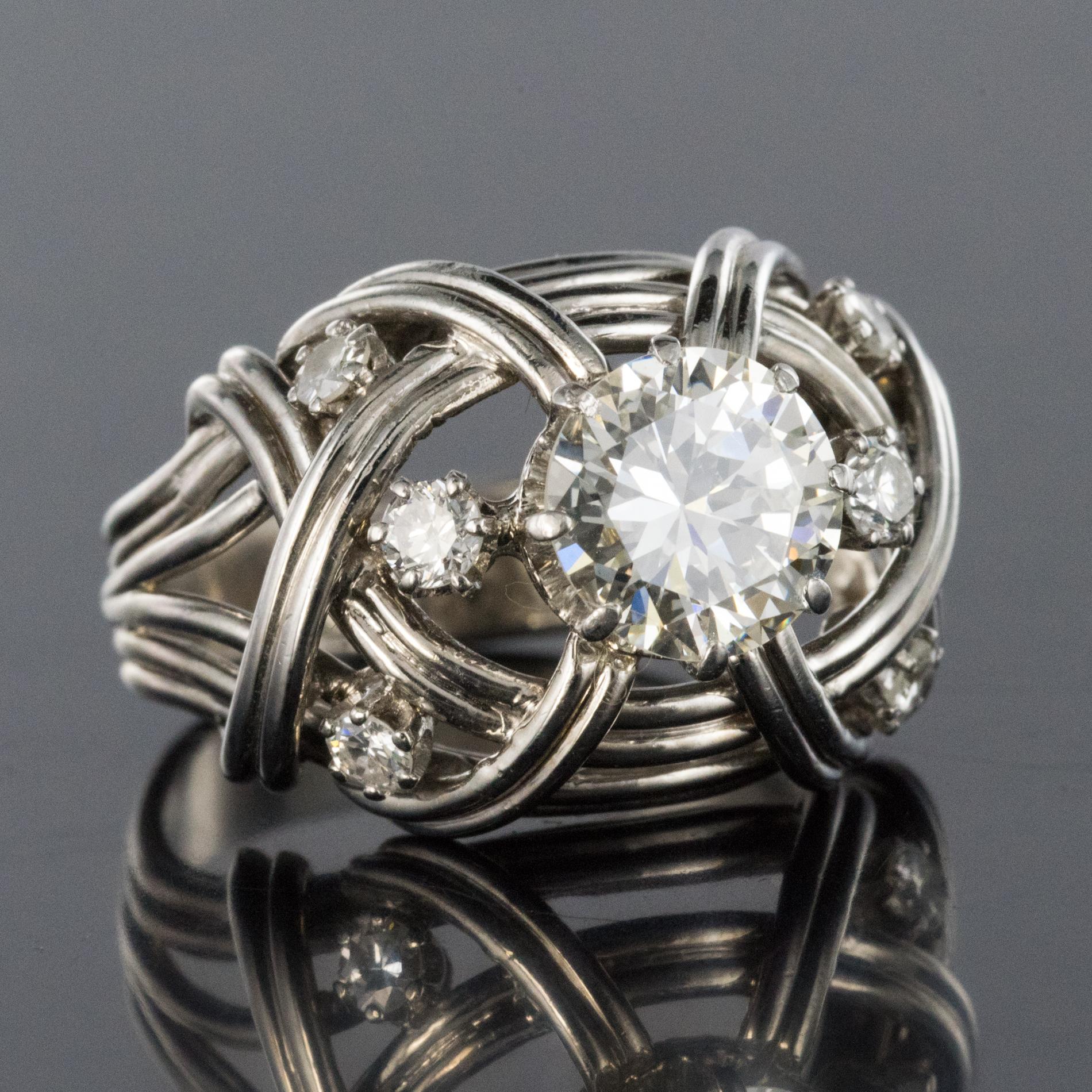 Women's 1960s French Diamond Gold Dome Ring