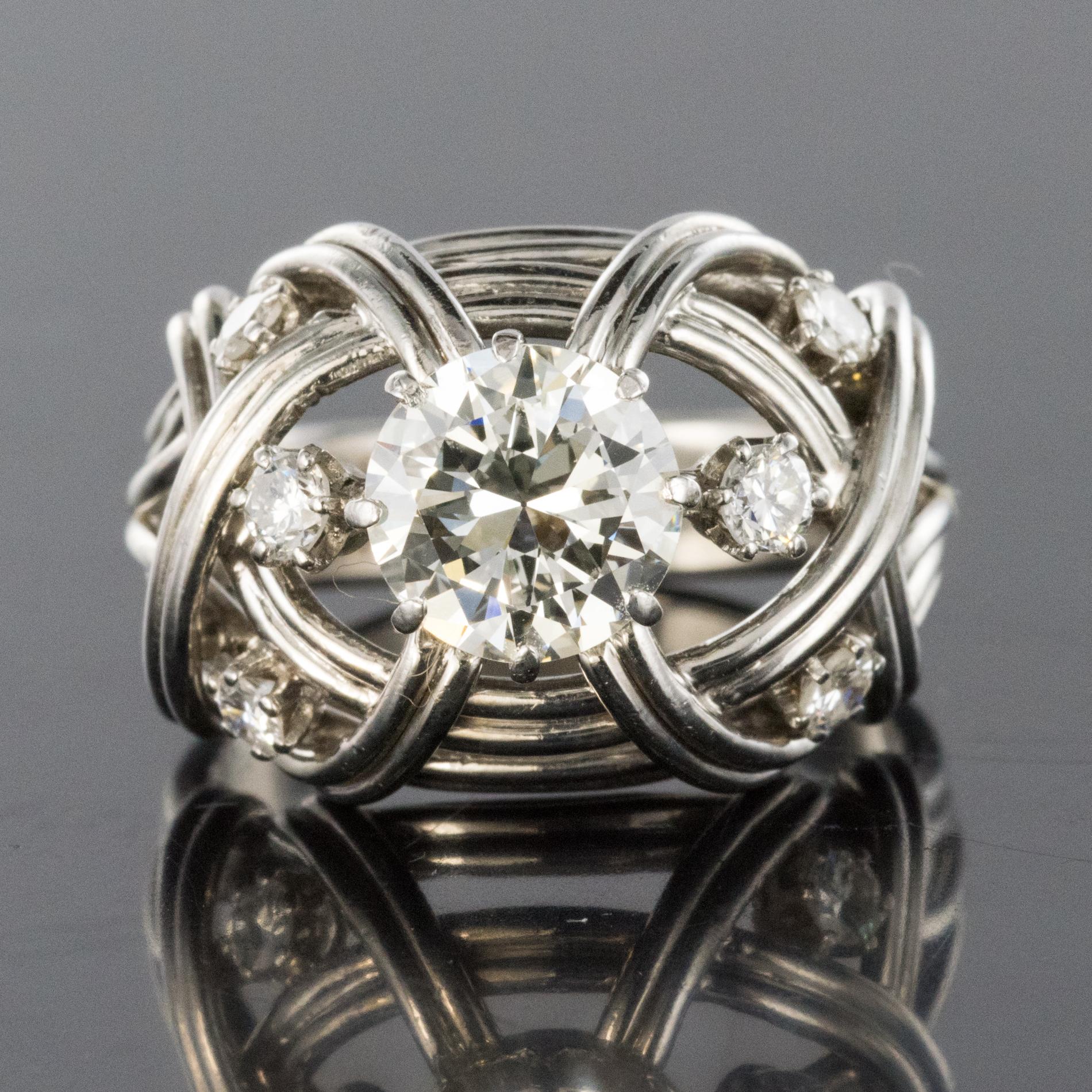 1960s French Diamond Gold Dome Ring 1