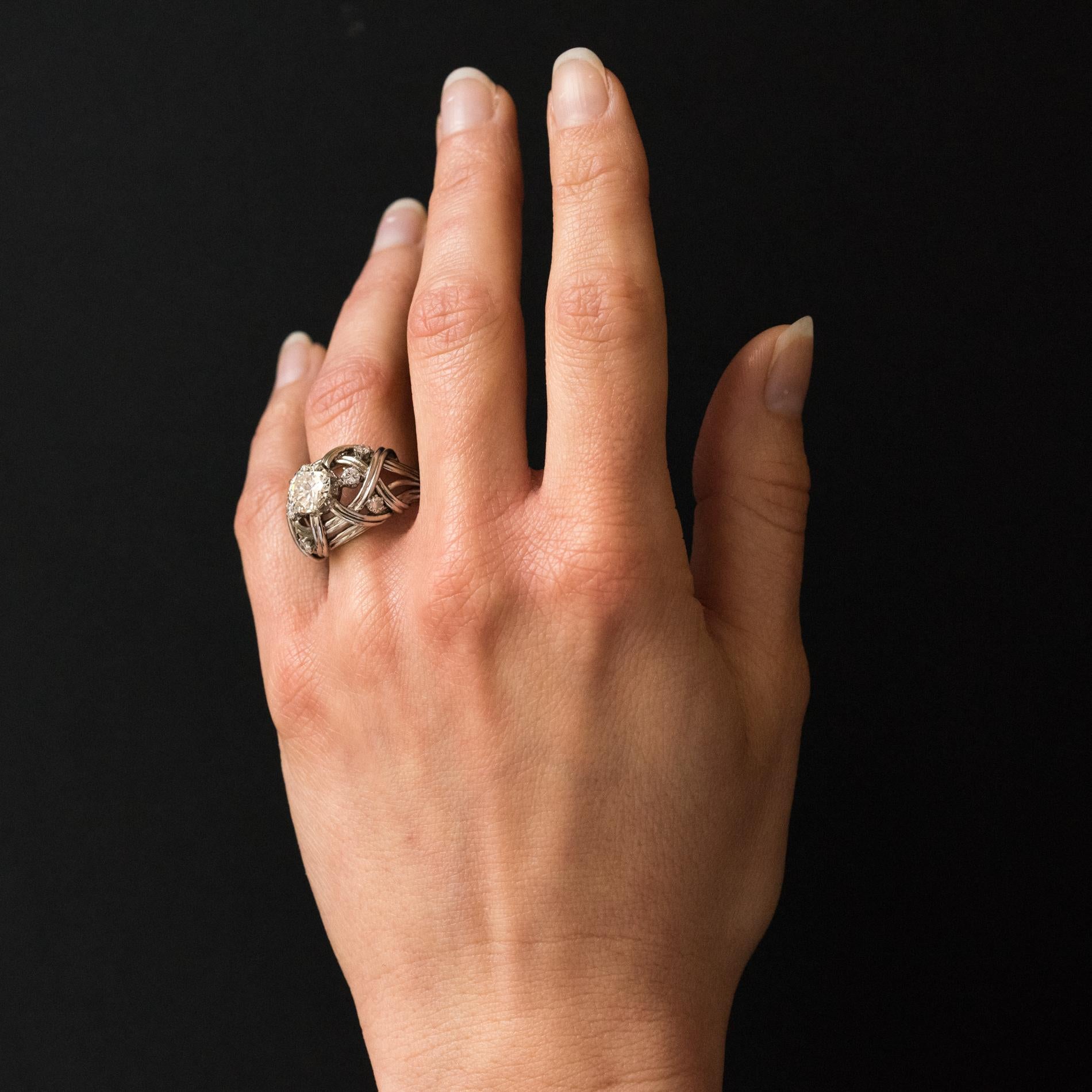 1960s French Diamond Gold Dome Ring 2