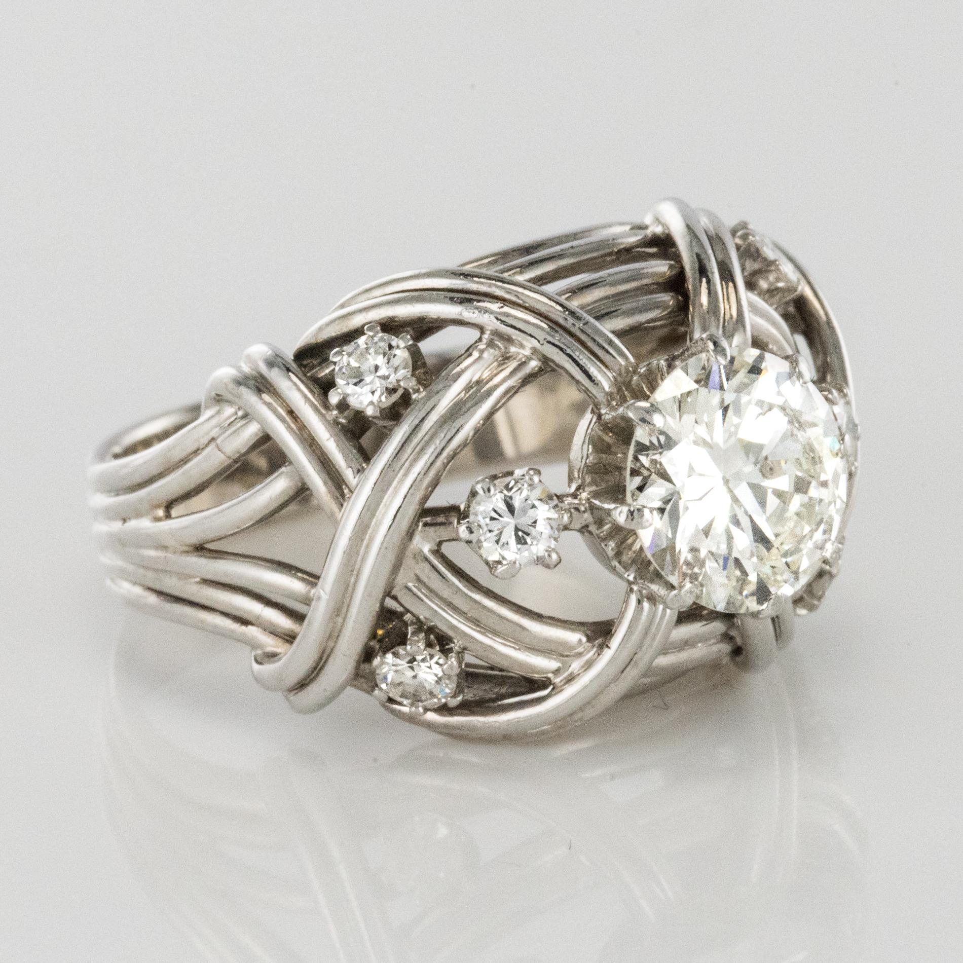 1960s French Diamond Gold Dome Ring 3
