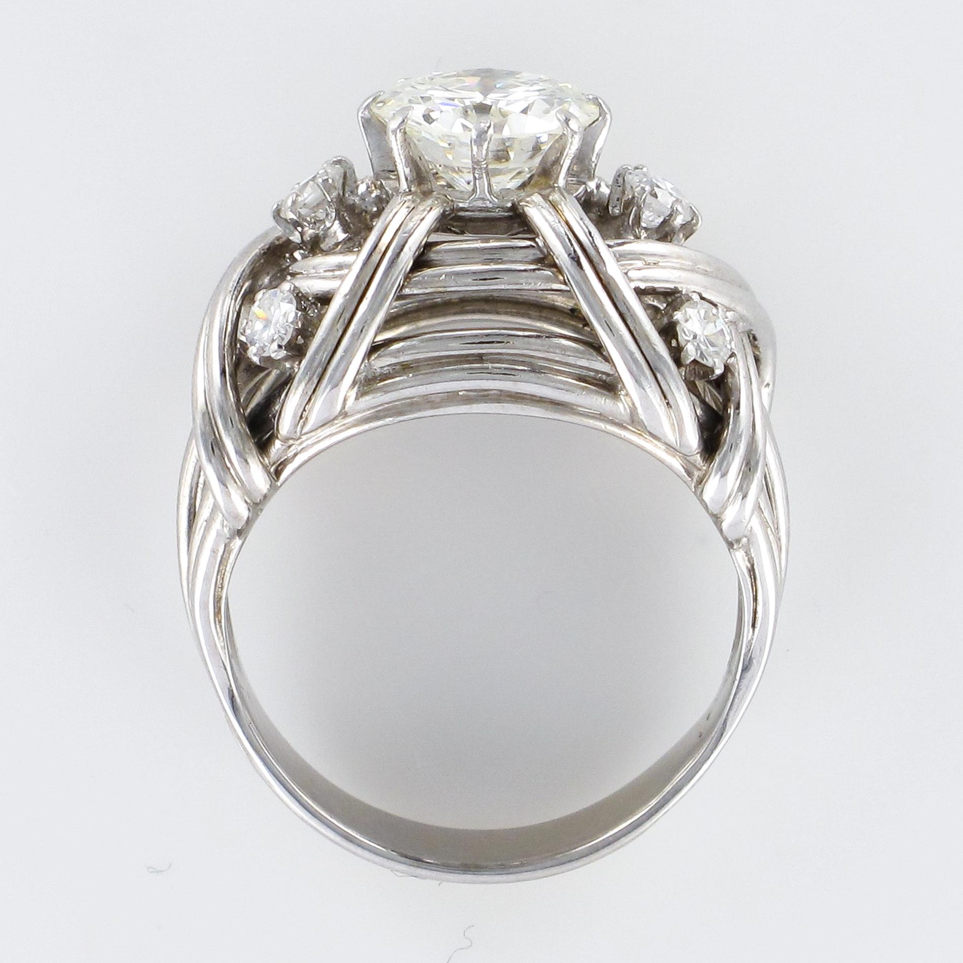 1960s French Diamond Gold Dome Ring 7