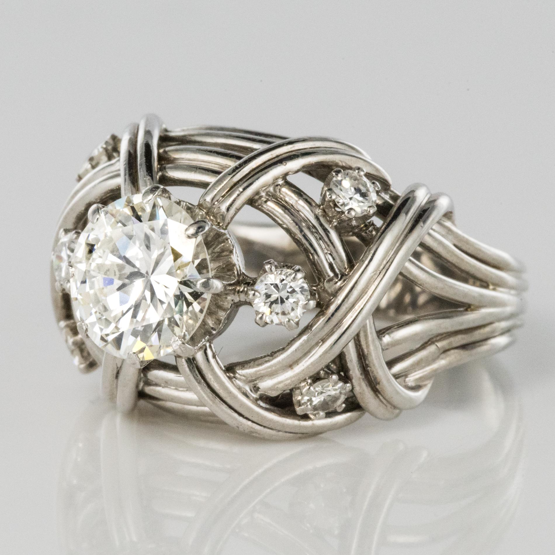 Modernist 1960s French Diamond Gold Dome Ring