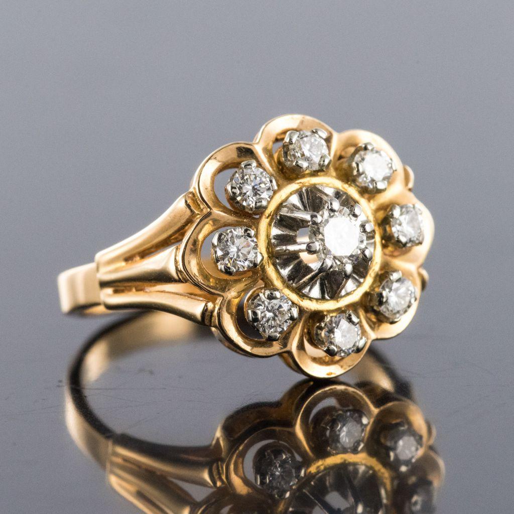 1960s French Diamond Gold Platinum Ring 6