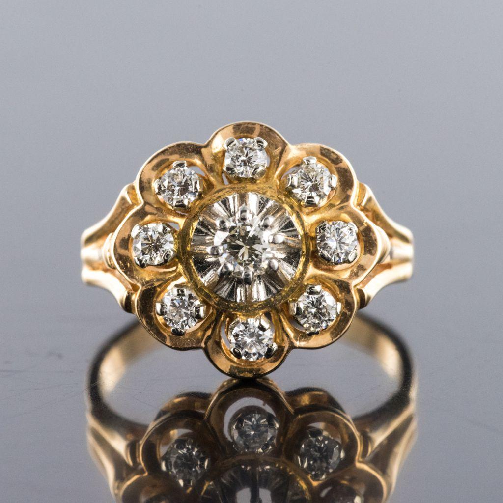 1960s French Diamond Gold Platinum Ring 9