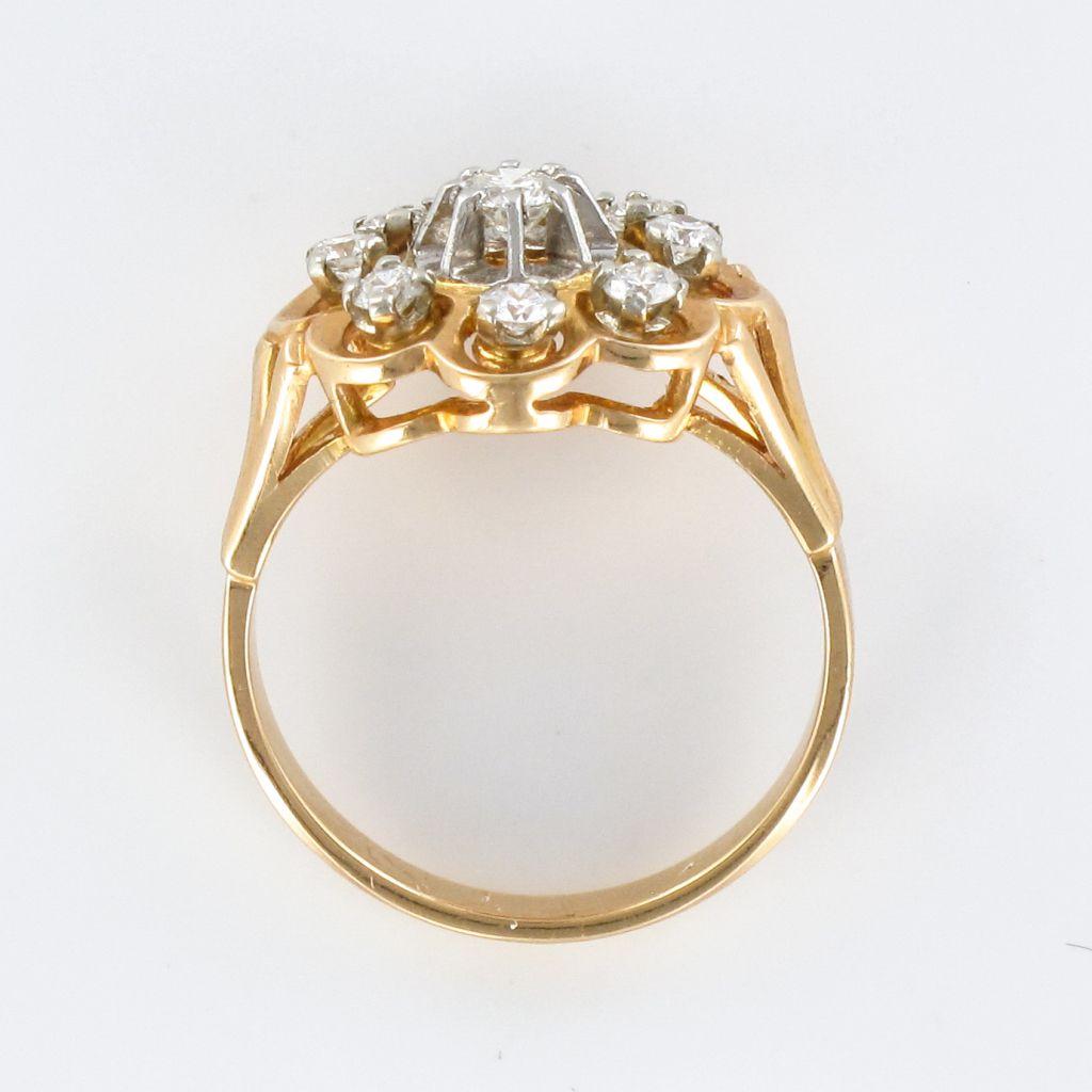 1960s French Diamond Gold Platinum Ring 10