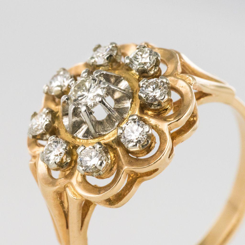Women's 1960s French Diamond Gold Platinum Ring