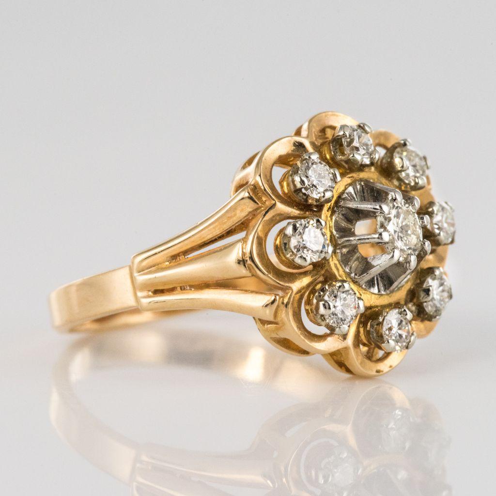 1960s French Diamond Gold Platinum Ring 2
