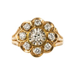 Retro 1960s French Diamond Gold Platinum Ring