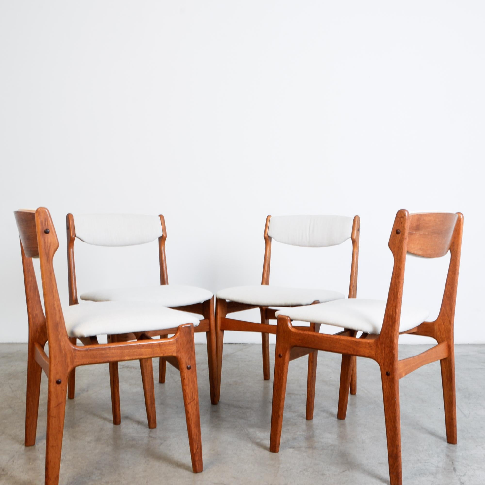 Oiled 1960s French Dining Chairs, Set of Four