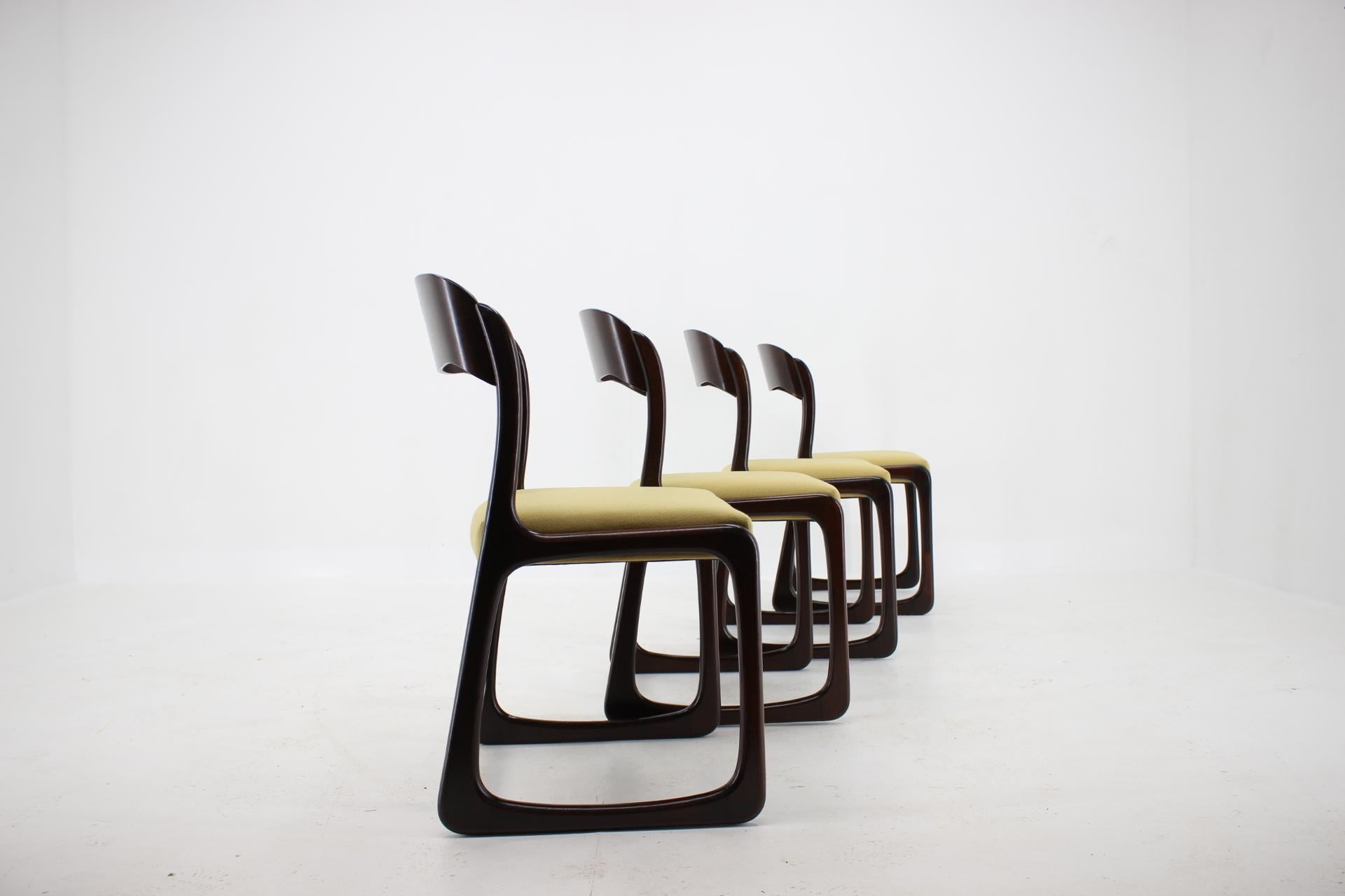 Wood 1960s French Emile & Walter Baumann Dining Chairs, Set of 4