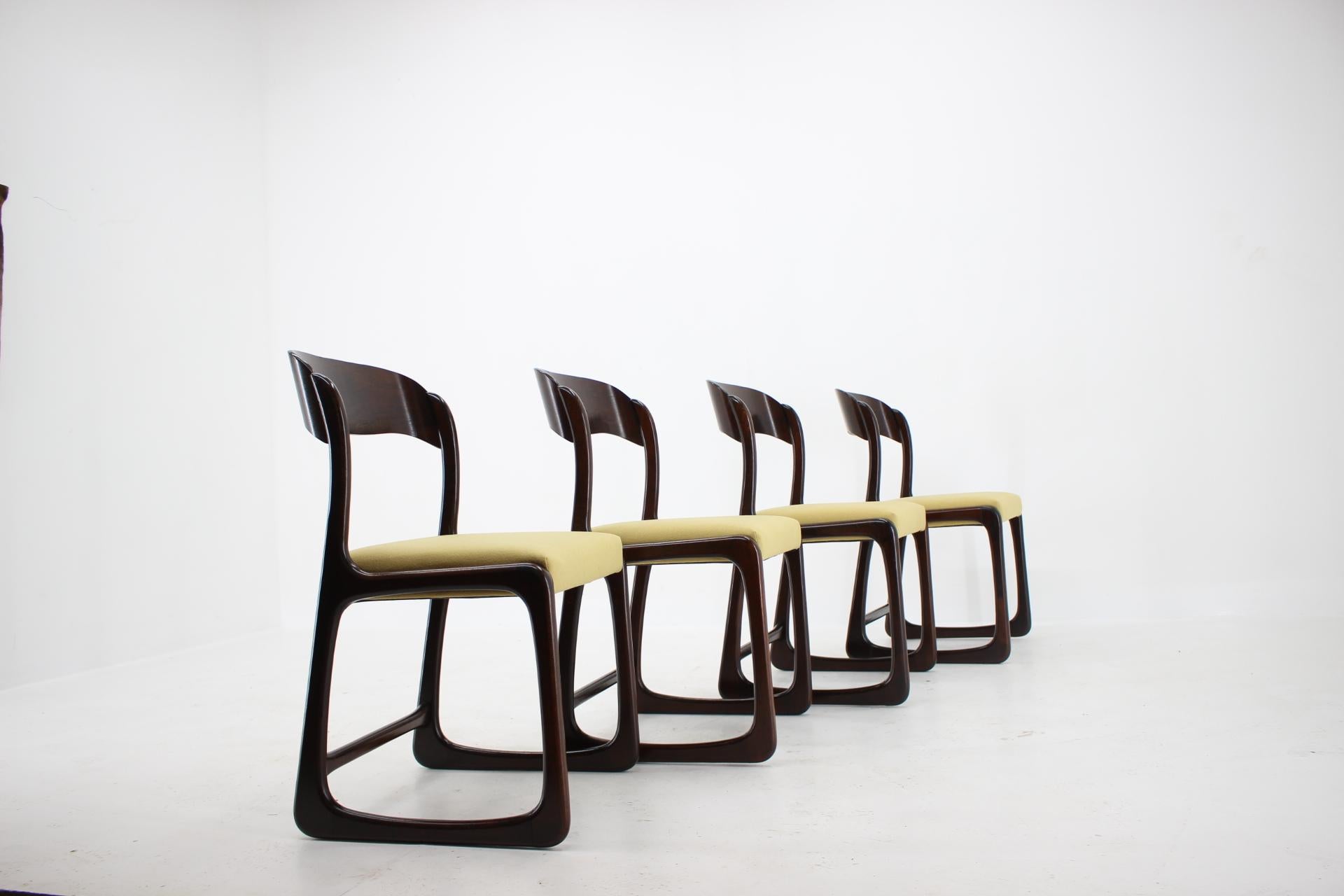 1960s French Emile & Walter Baumann Dining Chairs, Set of 4 1