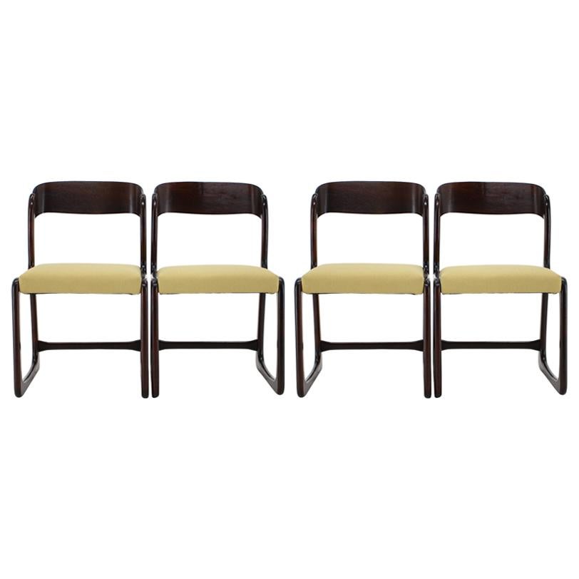 1960s French Emile & Walter Baumann Dining Chairs, Set of 4