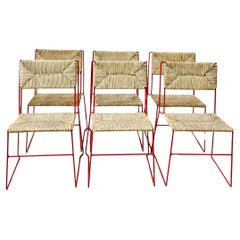 1960s French Enameled Woven Chairs - Set of 6