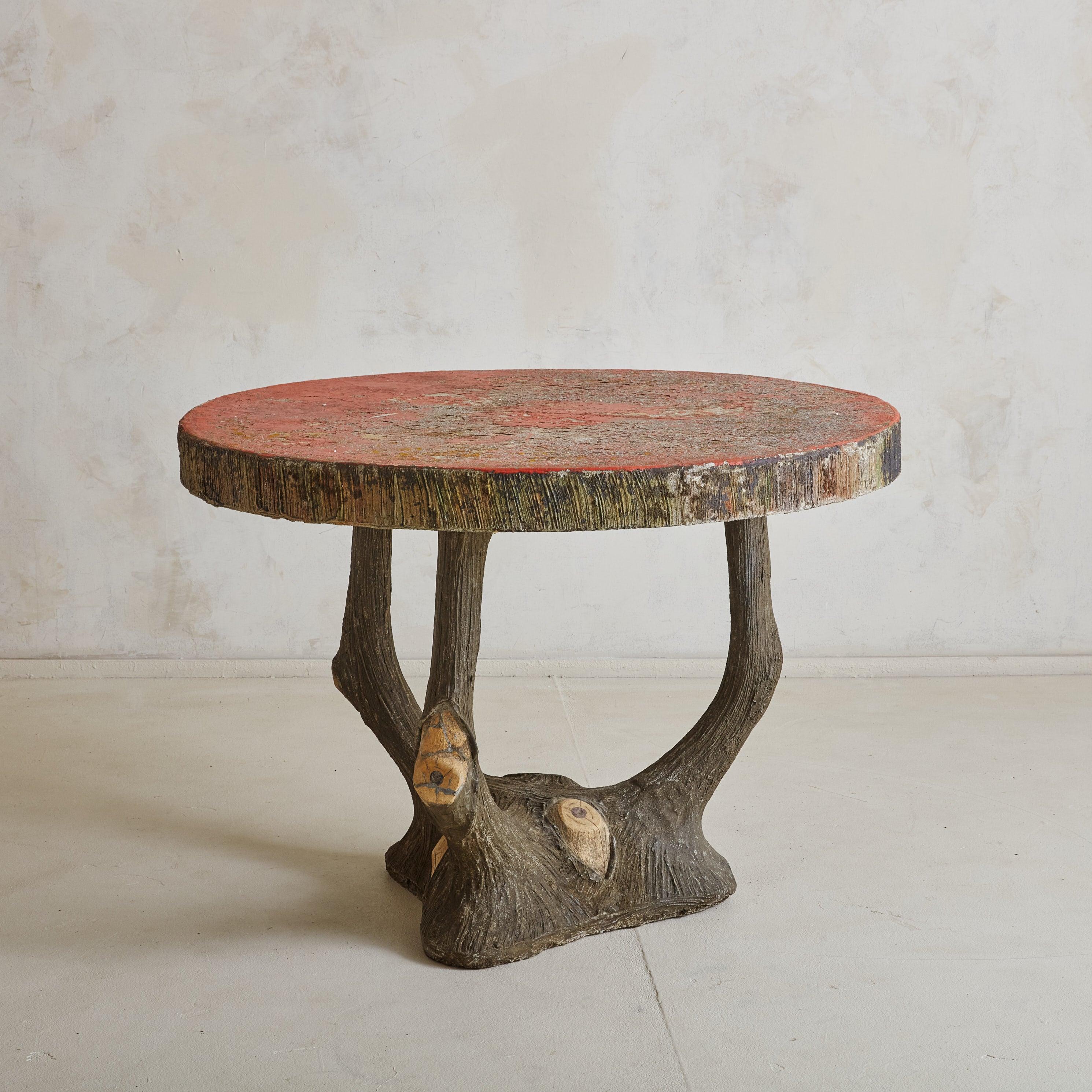 1960s French Faux Bois Garden Table + Chairs In Good Condition In Chicago, IL