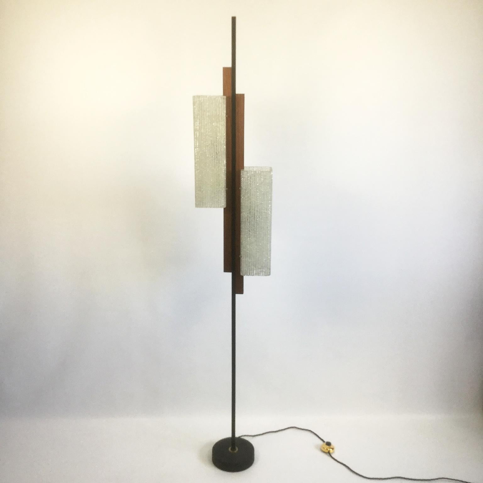 Teak 1960s French Floor Lamp Attributed to Maison Arlus